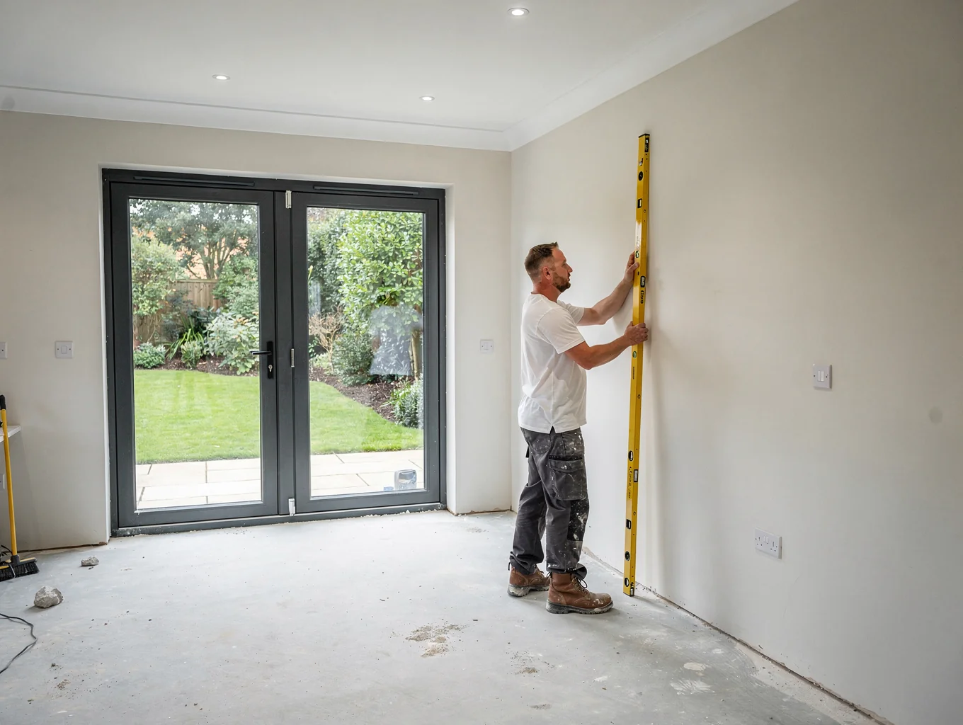 Plastered extension walls in Brentwood by Jordan Building Contractors